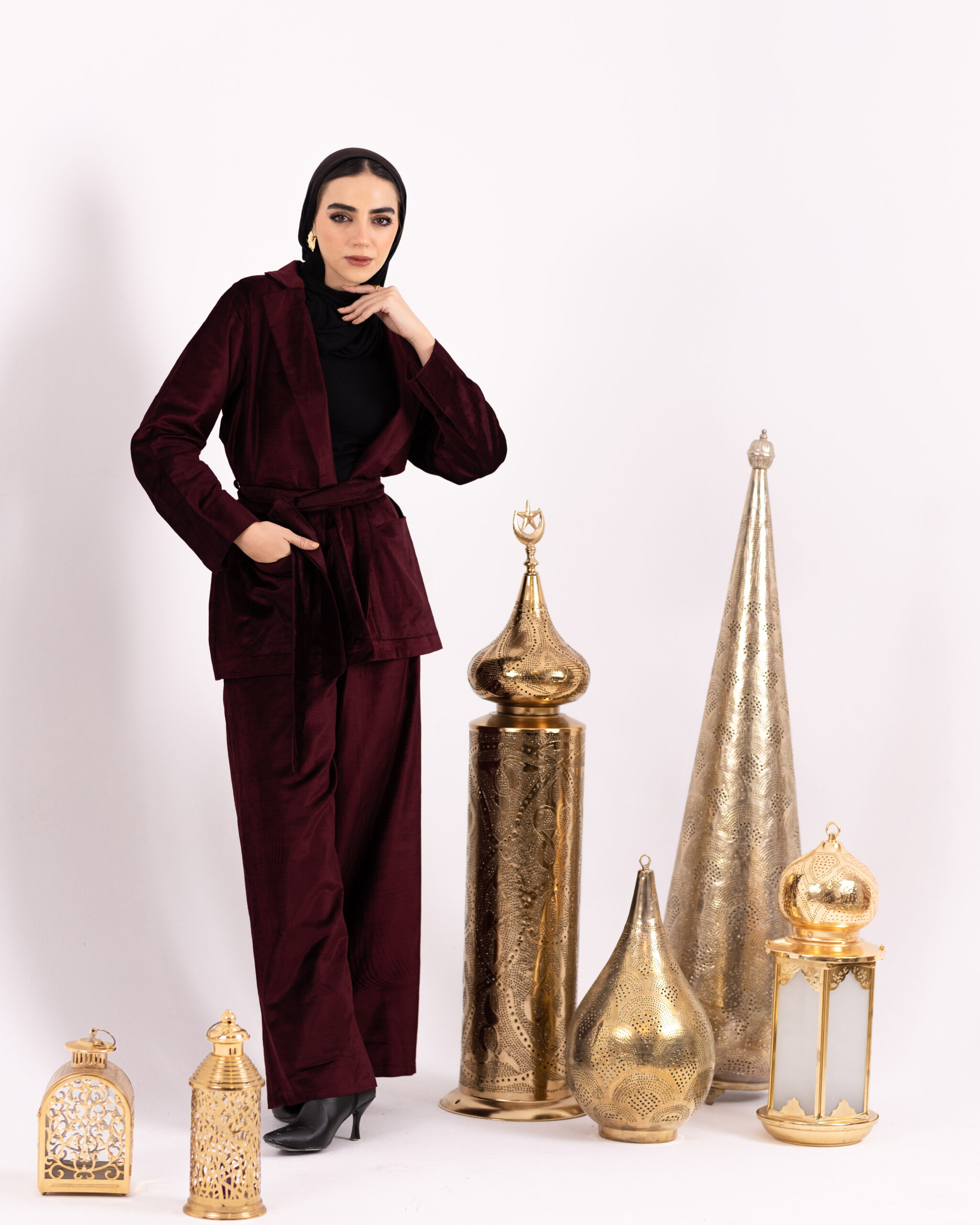 Burgundy velvet set